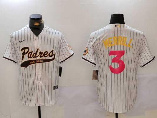 Men's San Diego Padres Jackson Merrill #3 White Player Jersey1