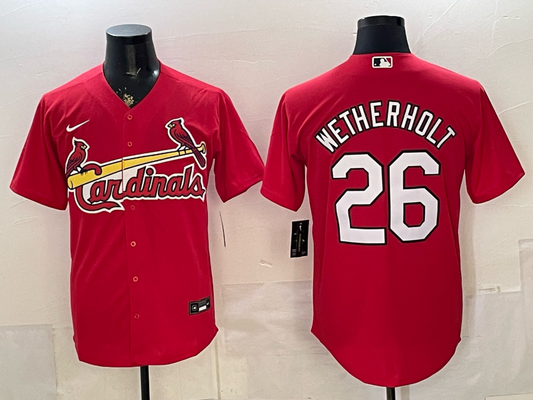 Men's St. Louis Cardinals JJ Wetherholt #26 Red Alternate Replica Player Jersey