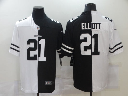 Men's Dallas Cowboys Ezekiel Elliott #21 Black/White Game Jersey1