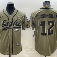 Men's Philadelphia Eagles Randall Cunningham #12 Olive 2022 Salute To Service Limited Jersey1 Joint Edition