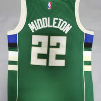 Men's Milwaukee Bucks Khris Middleton #22 Green Fast Break Road Replica Jersey1