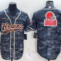 Men's Cleveland Browns Grey Camouflage Game Jersey1