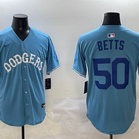Men's Los Angeles Dodgers Mookie Betts #50 Light Blue Replica Player Jersey1