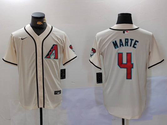 Men's Arizona Diamondbacks Ketel Marte #4 White Home Limited Player Jersey1