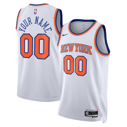 Men's New York Knicks White Swingman Custom Jersey1 - Association Edition