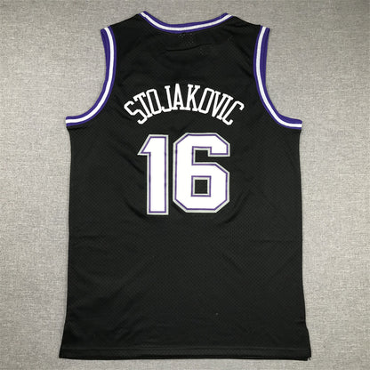 Men's Sacramento Kings Peja Stojakovic #16 Black Hardwood Classics Swingman Jersey1
