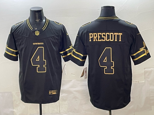 Dak Prescott #4 Dallas Cowboys Black Game Jersey - JerseysFreak