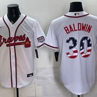 Men's Atlanta Braves Drake Baldwin #30 White USA 250 Fourth of July Home Stadium Jersey
