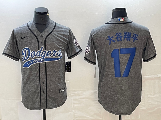 Men's Los Angeles Dodgers Shohei Ohtani #17 Gray Player Game Jersey1 Joint Edition