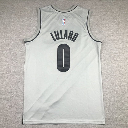 Men's Portland Trail Blazers Damian Lillard #0 NBA Gray Swingman Jersey1