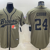 Men's Cleveland Browns Nick Chubb #24 Olive 2022 Salute To Service Limited Player Jersey1 Joint Edition