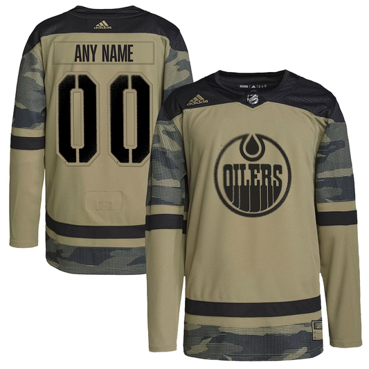 Men's Edmonton Oilers Camo Military Appreciation Team Authentic Custom Practice Jersey1