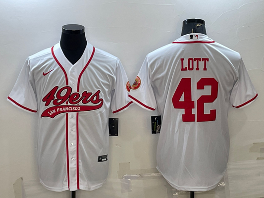 Men's San Francisco 49ers Ronnie Lott #42 White Game Jersey1 Joint Edition