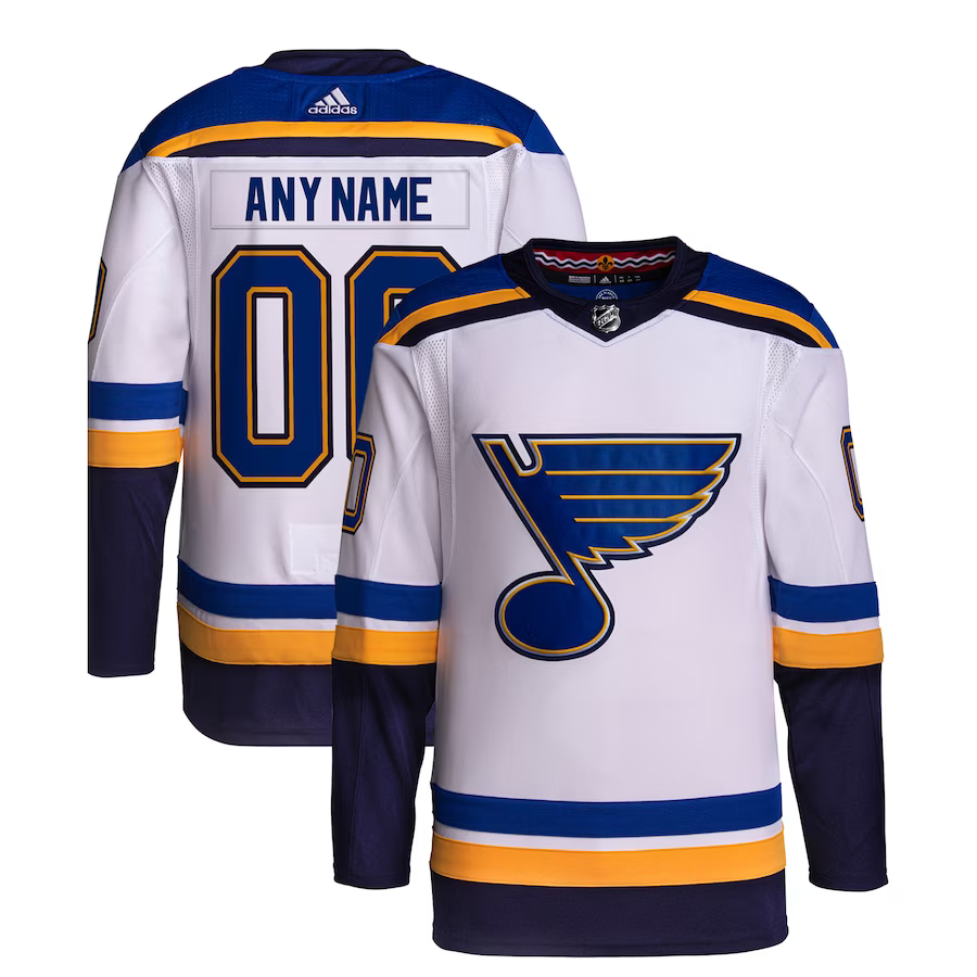 Men's St. Louis Blues White Away Primegreen Authentic Custom Jersey1