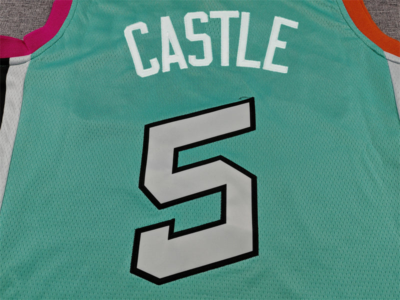 Men's San Antonio Spurs Stephon Castle #5 Turquoise 2022/23 Swingman Jersey - City Edition