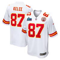 Travis Kelce #87 Kansas City Chiefs White Super Bowl LVII Patch Away Game Jersey - JerseysFreak