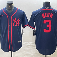 Men's New York Yankees Babe Ruth #3 Navy Limited Game Jersey1