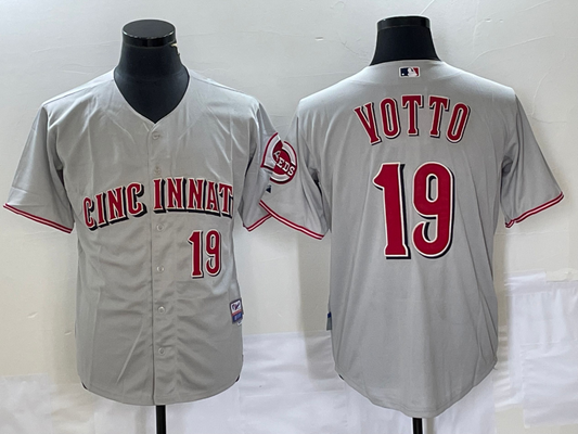 Men's Cincinnati Reds Joey Votto #19 Gray Limited Player Jersey1