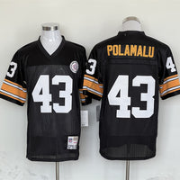 Men's Pittsburgh Steelers Troy Polamalu Mitchell & Ness Black Legacy Replica Jersey1