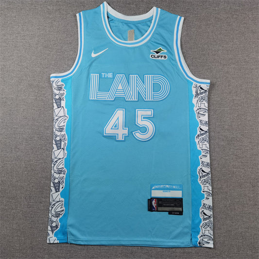 Men's Cleveland Cavaliers Donovan Mitchell #45 Light Blue 2024/25 Swingman Jersey1 - City Edition