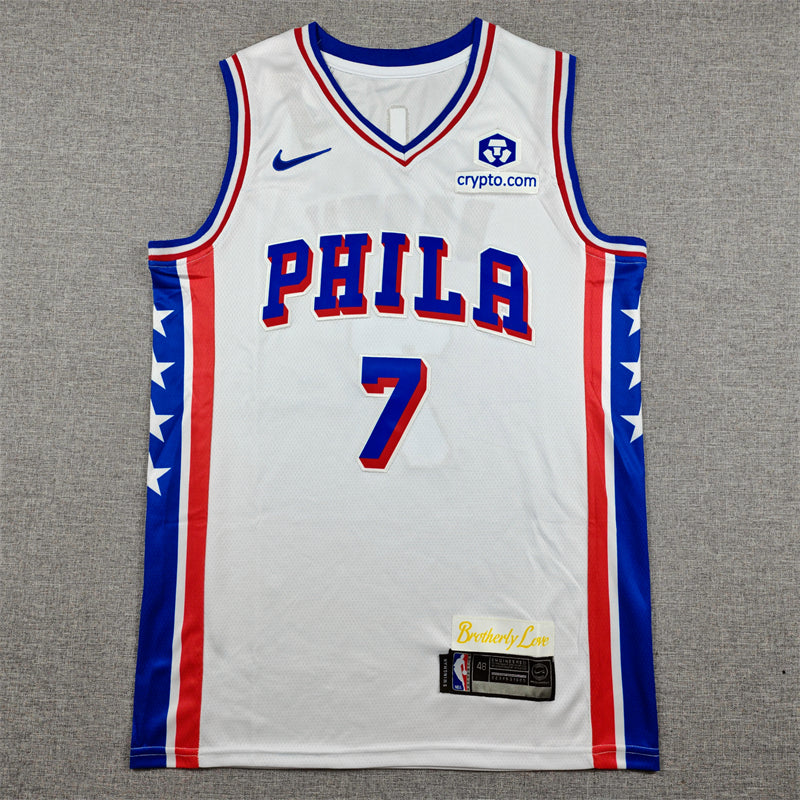 Men's Philadelphia 76ers Jaylen Brown #7 White Swingman Jersey - Association Edition