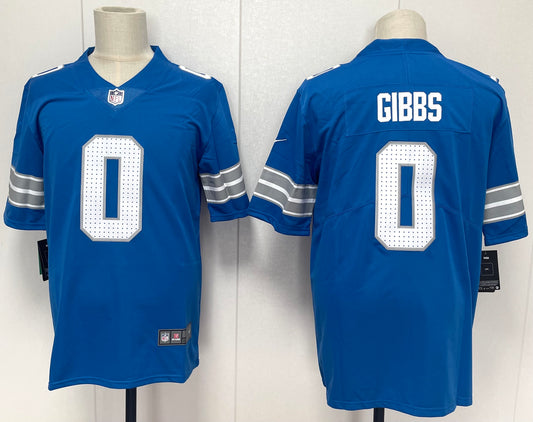 Men's Detroit Lions Jahmyr Gibbs #0 Blue Game Player Jersey