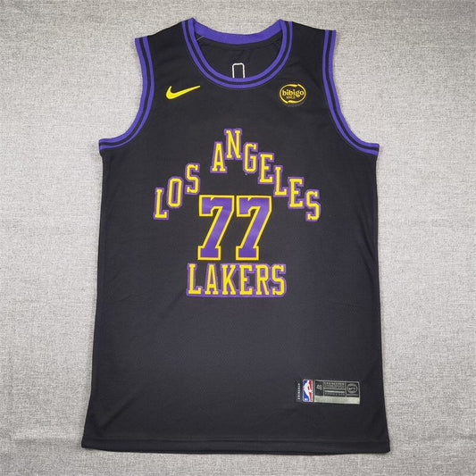Luka Doncic #77 Los Angeles Lakers Black 2023/24 City Edition Swingman Jersey