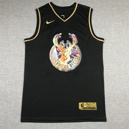 Men's Milwaukee Bucks Giannis Antetokounmpo #34 NBA Black Swingman Player Jersey1