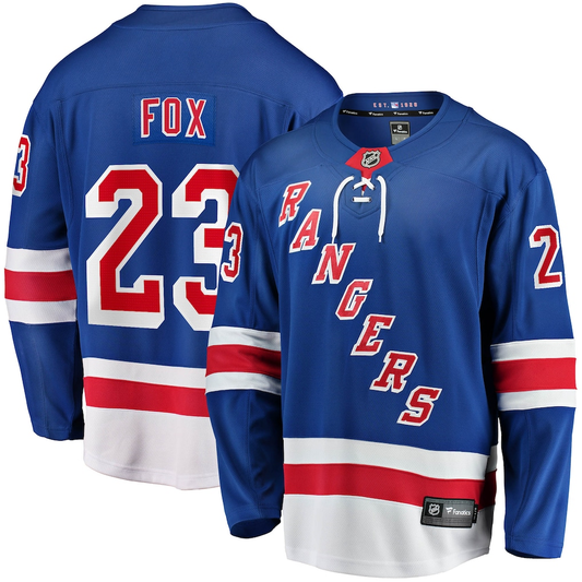 Men's New York Rangers Adam Fox #23 Fanatics Blue Home Breakaway Jersey