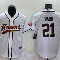 Men's Cleveland Browns Denzel Ward #21 White Game Jersey1 Joint Edition