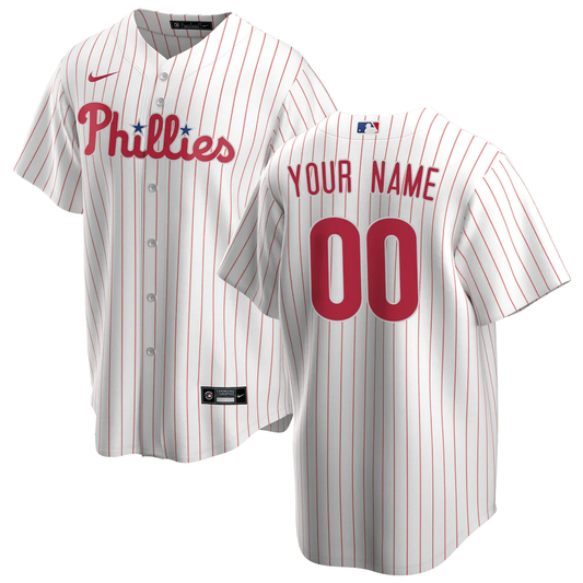 Men's Philadelphia Phillies White Home Replica Custom Jersey1