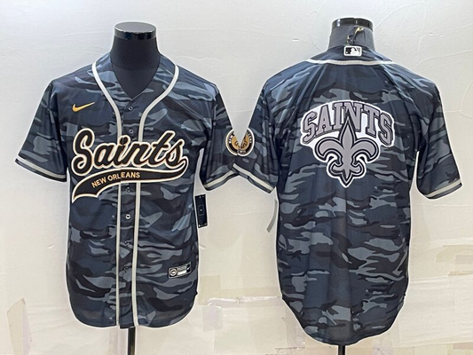 Men's New Orleans Saints Grey Camouflage Game Jersey1