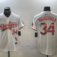 Men's Los Angeles Dodgers Fernando Valenzuela White Game Player Jersey1