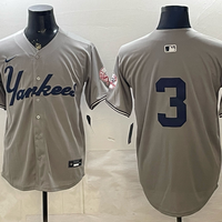 Men's New York Yankees Babe Ruth #3 Gray Stadium Jersey