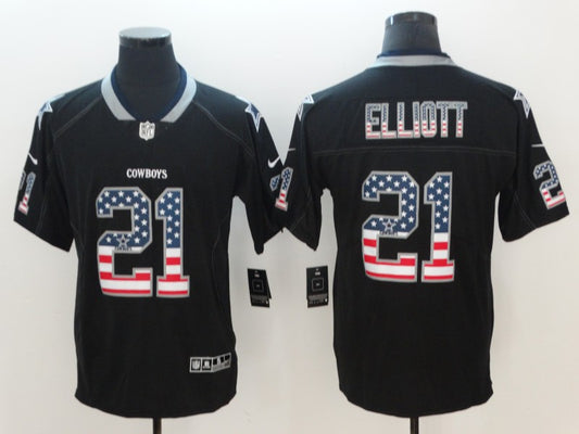 Men's Dallas Cowboys Ezekiel Elliott #21 Black Authentic Game Jersey1