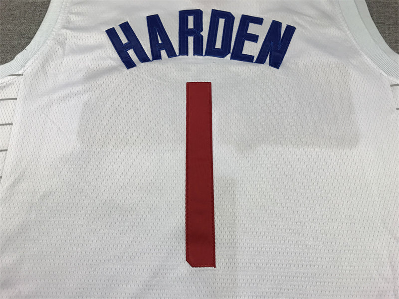 Men's LA Clippers James Harden #1 White Swingman Jersey1 - Association Edition