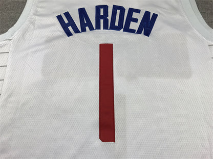 Men's LA Clippers James Harden #1 White Swingman Jersey1 - Association Edition