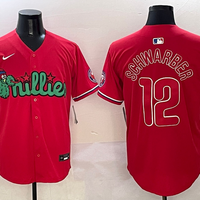 Men's Philadelphia Phillies Kyle Schwarber #12 Red Game Jersey1