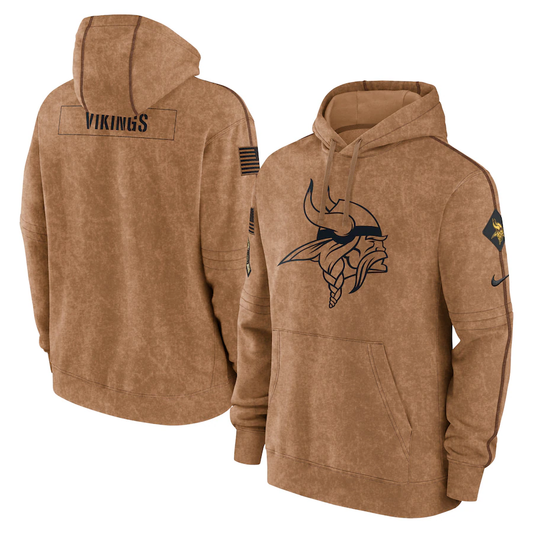 Men's Minnesota Vikings Brown 2023 Salute To Service Club Pullover Hoodie1