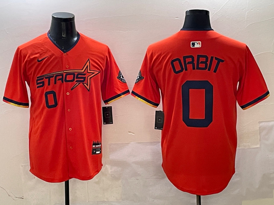 Men's Houston Astros Orbit #0 Orange 2025 City Connect Limited Player Jersey1