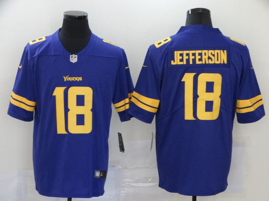 Men's Minnesota Vikings Justin Jefferson #18 Purple Game Jersey1