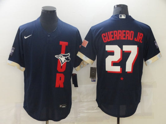 Men's Toronto Blue Jays Vladimir Guerrero Jr. #27 Navy All Star Player Jersey1
