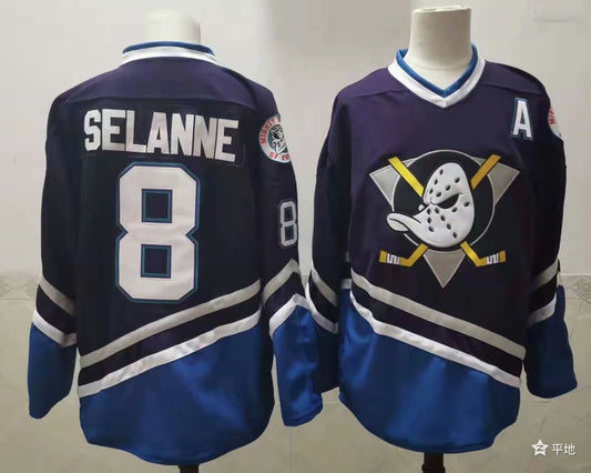 Men's Anaheim Ducks Selanne Mitchell #8 Navy Breakaway Player Jersey1