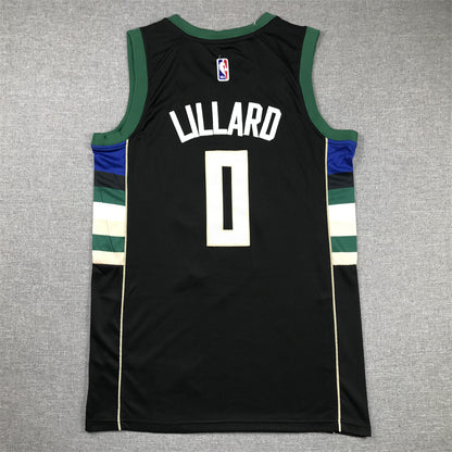 Men's Milwaukee Bucks Damian Lillard #0 Black Swingman Jersey1