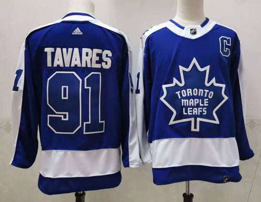 Men's Toronto Maple Leafs John Tavares #91 Blue/White Player Game Jersey1