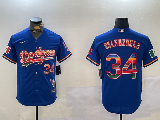 Men's Los Angeles Dodgers Fernando Valenzuela #34 Royal Player Jersey1