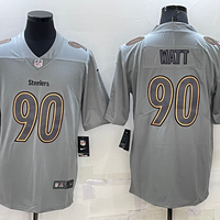 Men's Pittsburgh Steelers T.J. Watt #90 Gray Atmosphere Fashion Game Jersey1