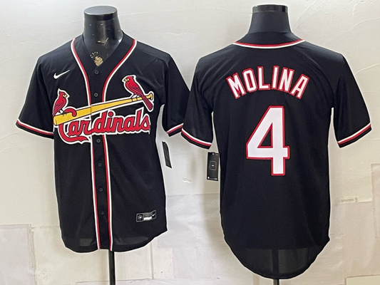 Men's St. Louis Cardinals Yadier Molina #4 Black Replica Player Jersey