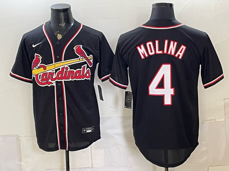 Men's St. Louis Cardinals Yadier Molina #4 Black Replica Player Jersey