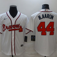 Men's Atlanta Braves Hank Aaron #44 White Replica Jersey1
